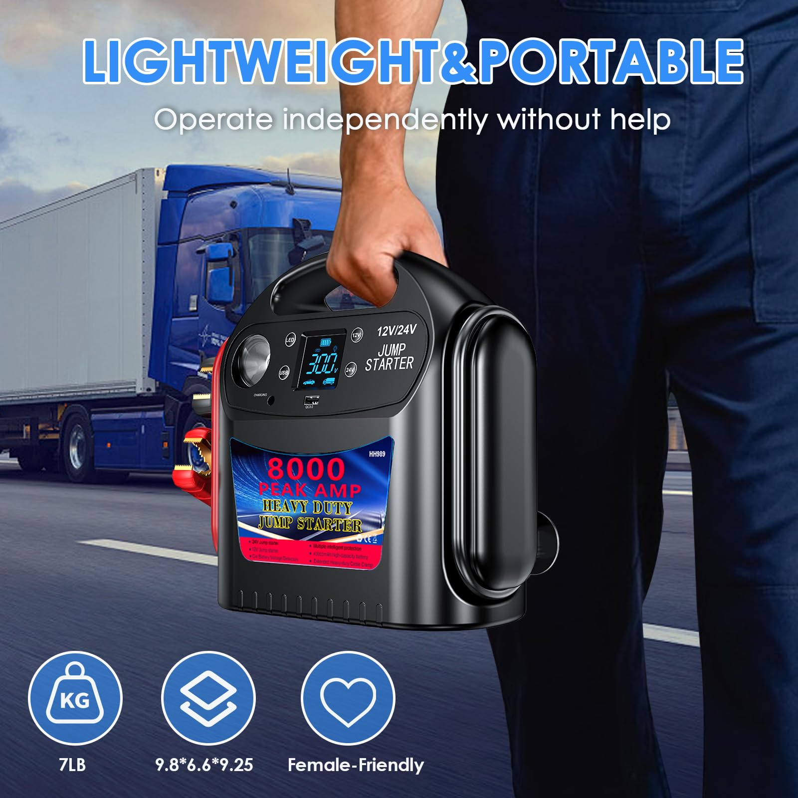 Amazon.com: 8000A 12V/24V Jump Starter for Large Gas & Diesel